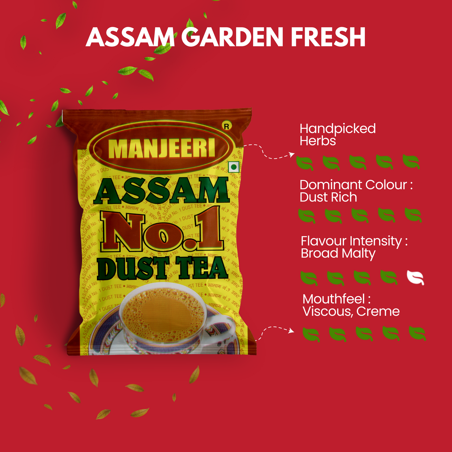 Manjeeri Imperial Tea | Natural Assam Tea | 100% Organic Tea | 100% Natural Tea | 250 gms Pack of 1