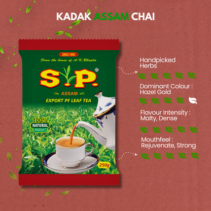 S.P Export Dust Chai | Golden Rich Assam Chai | Royal Elixir Brew |100% Natural Assam Chai | 250 gms Pack of 1