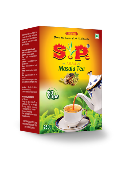 S.P Masala Chai | Organic Masala | 7 Desi Spices | Ginger, Cardamom, Basil, Cinnamon, Cloves, Nutmeg, & Black Pepper |100% Natural Tea | 250 gms Pack of 1